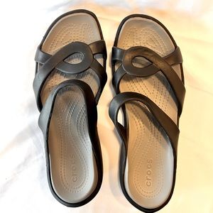 CROCS Discontinued Meleen Twist Sandal Black/Smoke Women’s Size 10 Like New